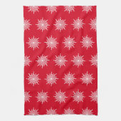 Linge De Cuisine Noël Rouge ornemental G Clef Snowflake Motif (Vertical)