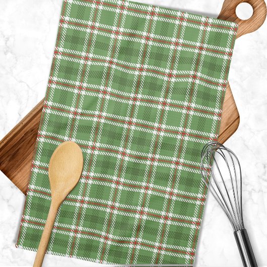 Linge De Cuisine Noël Russe Green Holiday Farmhouse Plaid