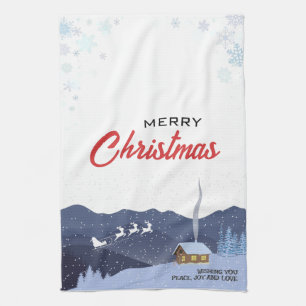 Linge De Cuisine Noël rustique   Bonne année   cadeau Père Noël