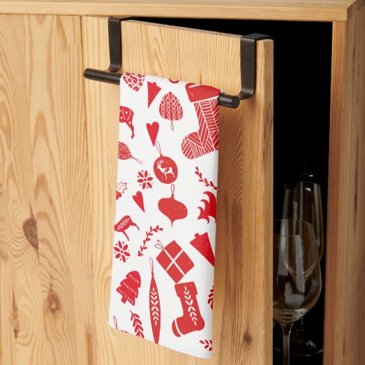 Linge De Cuisine Noël scandinave Red White Festive (Pliage en tiers)