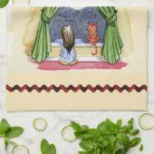 Linge De Cuisine Noël Souhaite Mignonne Enfant & Kitty Chat Noël (Plié)