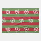 Linge De Cuisine Noël Stripes Snowflakes Festin Rouge Vert (Horizontal)