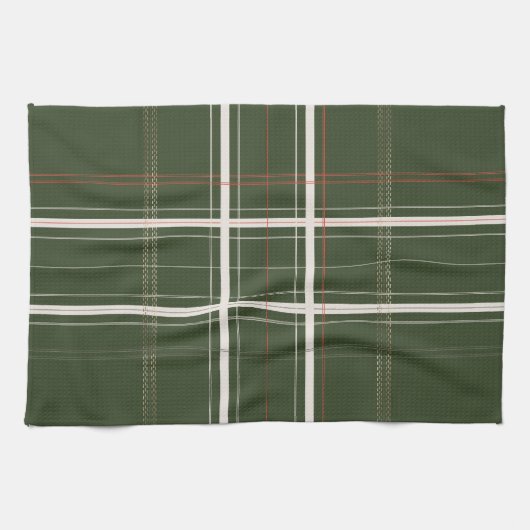 Linge De Cuisine Noël traditionnel Plaid Cosy Cabine Olive Green (Horizontal)