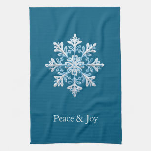 Linge De Cuisine Noël turquoise bleu clair blanc