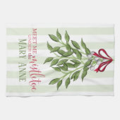 Linge De Cuisine Noël Vacances mignonne Whimsic Mistletoe Amusant (Horizontal)