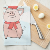 Linge De Cuisine Noël végétal avec pignon de bande dessinée et floc (Quart Plié)