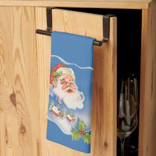 Linge De Cuisine Noël vintage, joyeux Père Noël rétro