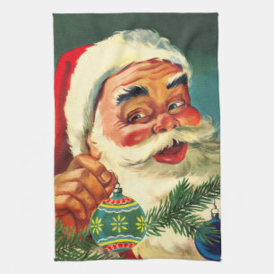 Linge De Cuisine Noël vintage, joyeux Père Noël rétro des années 50