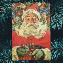 Noël vintage, le Père Noël à Sleigh avec jouets