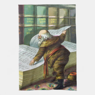 Linge De Cuisine Noël vintage, Père Noël Liste des gentils et des m