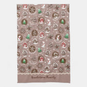 Linge De Cuisine Noël Whimsical Cookie Motif Famille d'hiver (Vertical)
