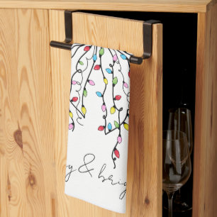 Linge De Cuisine Nœud de lumières de Noël Coquette Merry & Bright