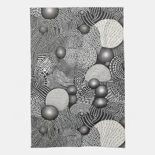 Linge De Cuisine Noir Blanc Abstrait Lignes Géométriques Coulantes