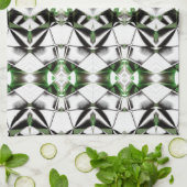 Linge De Cuisine Noir & Blanc avec vert, rapport lignes virtuelles (Plié)