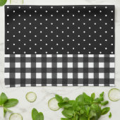 Linge De Cuisine Noir Blanc Buffalo Plaid Pointe Polka (Plié)