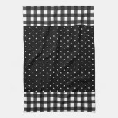Linge De Cuisine Noir Blanc Buffalo Plaid Pointe Polka (Vertical)