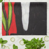 Linge De Cuisine Noir Blanc Tuxedo Chat Blanc Daisis Rouge (Plié)