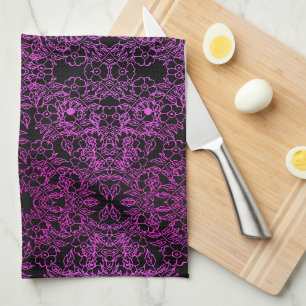 Linge De Cuisine Noir chic dégradé floral botanique vintage