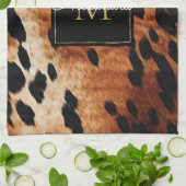 Linge De Cuisine Noir Crème Brown Vachet Monogramme Or (Plié)