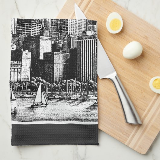 Linge De Cuisine Noir de Chicago (Quart Plié)