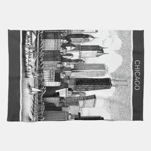 Linge De Cuisine Noir de Chicago (Horizontal)