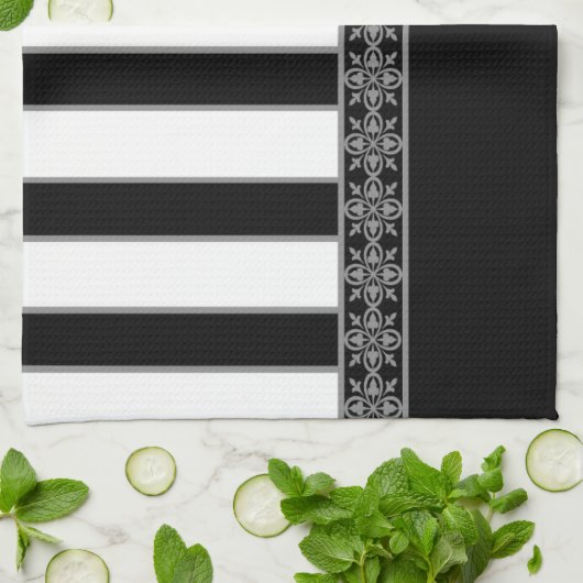 Linge De Cuisine Noir et blanc (Plié)