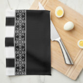 Linge De Cuisine Noir et blanc (Quart Plié)