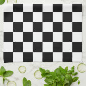 Linge De Cuisine Noir et blanc À damiers échecs Retro (Plié)
