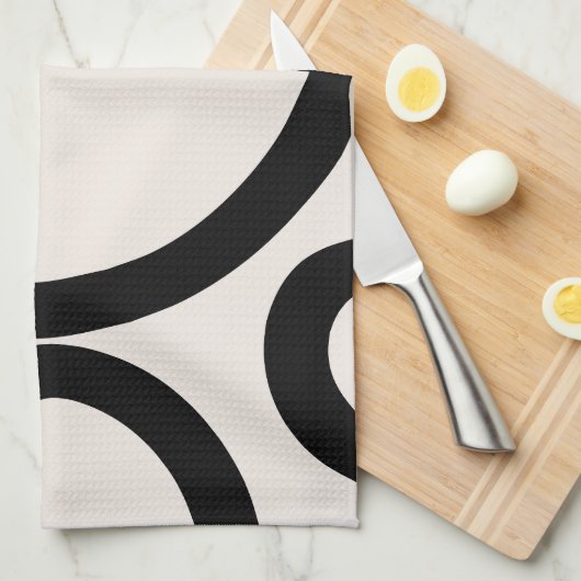 Linge De Cuisine Noir et blanc Abstrait (Quart Plié)