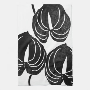 Linge De Cuisine Noir et blanc anthurium moderne