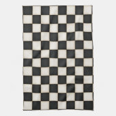 Linge De Cuisine Noir et blanc antique À damiers (Vertical)