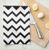 Linge De Cuisine Noir et blanc. Le zigzag de partie, pièce le noir (Quart Plié)