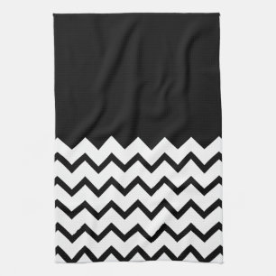 Linge De Cuisine Noir et blanc. Le zigzag de partie, pièce le noir