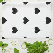 Linge De Cuisine Noir et blanc mignon Motif de coeur simple (Plié)