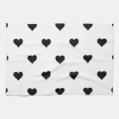 Linge De Cuisine Noir et blanc mignon Motif de coeur simple (Horizontal)