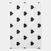 Linge De Cuisine Noir et blanc mignon Motif de coeur simple (Vertical)