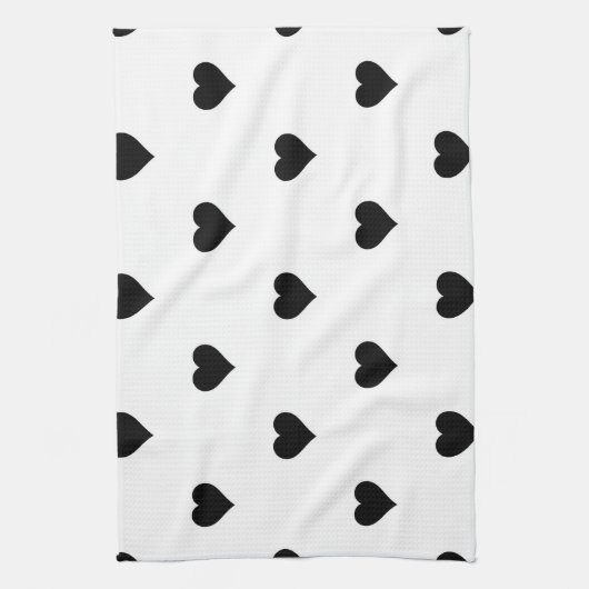 Linge De Cuisine Noir et blanc mignon Motif de coeur simple (Vertical)