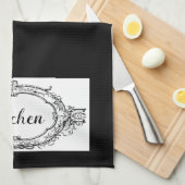 Linge De Cuisine Noir et blanc Vintage classique (Quart Plié)