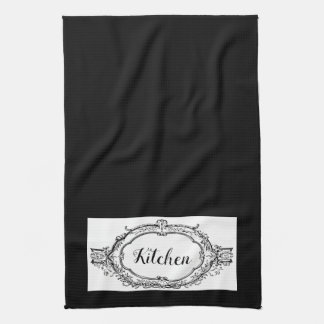 Linge De Cuisine Noir et blanc Vintage classique