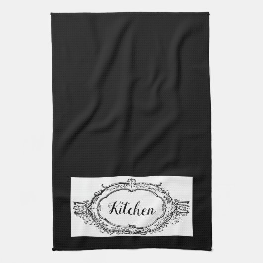 Linge De Cuisine Noir et blanc Vintage classique (Vertical)