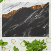 Linge De Cuisine Noir et Marbre blanc (Plié)