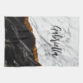 Linge De Cuisine Noir et Marbre blanc (Horizontal)