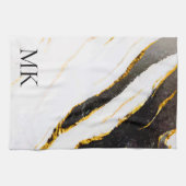 Linge De Cuisine Noir et Marbre blanc (Horizontal)