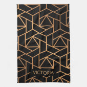 Linge De Cuisine Noir et motif élégant d'or (Vertical)