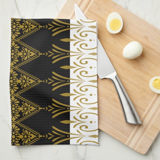 Linge De Cuisine Noir et or (Quart Plié)