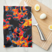 Linge De Cuisine Noir et rouge jaune (Quart Plié)