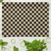 Linge De Cuisine Noir et Tan Checkered (Plié)