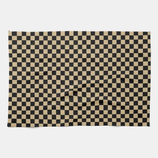 Linge De Cuisine Noir et Tan Checkered (Horizontal)