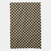 Linge De Cuisine Noir et Tan Checkered (Vertical)
