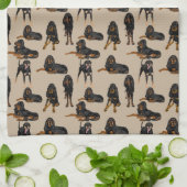 Linge De Cuisine Noir et Tan sur Tan (Plié)